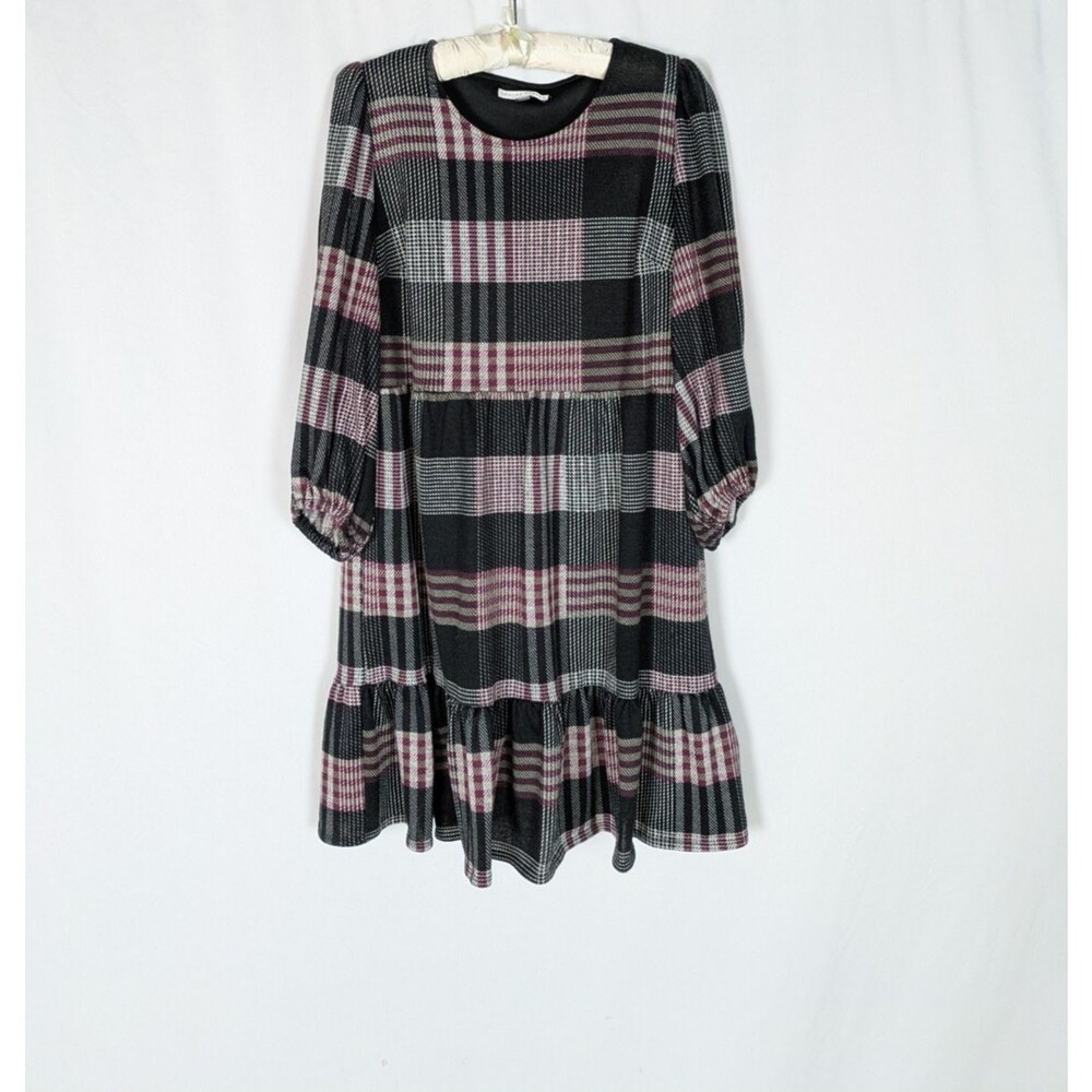 Sandra Darren Dress M Multicolor Long Sleeve Tiered Babydoll Classic